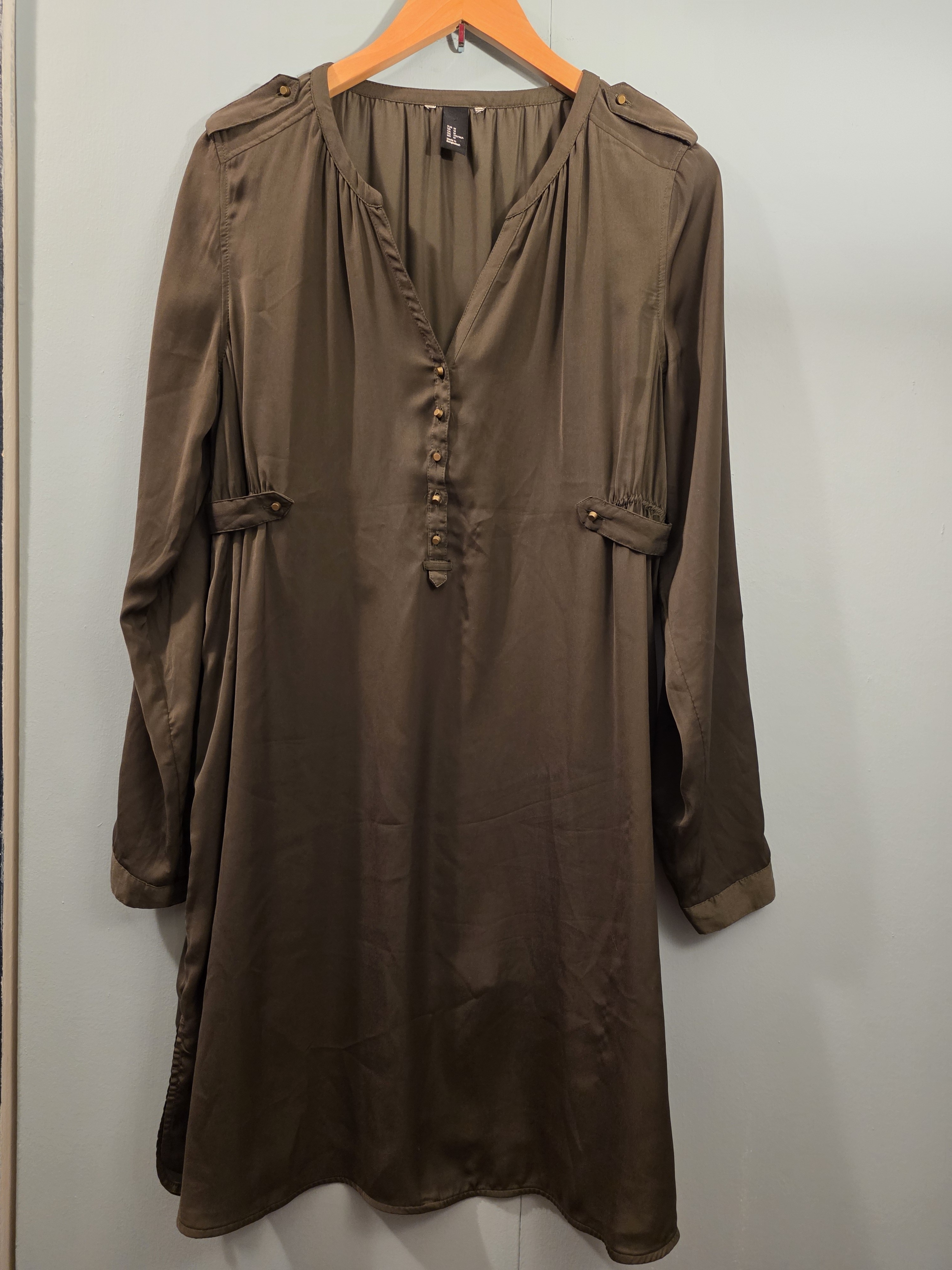 Long Sleeve Olive Midi Tunic Dress